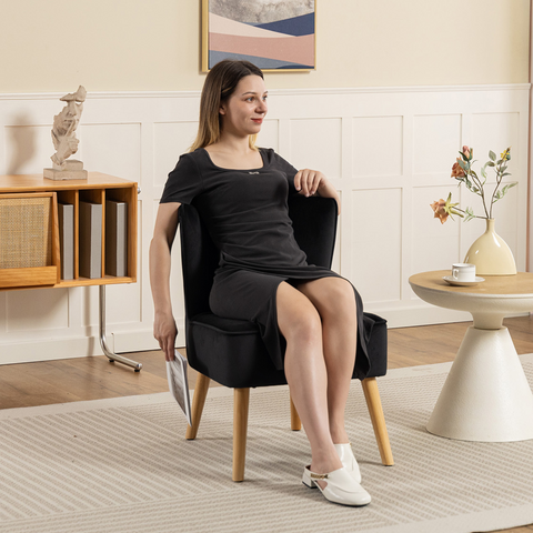 Velvet Accent Chair Occasional Tub Chair for Living Room, Black