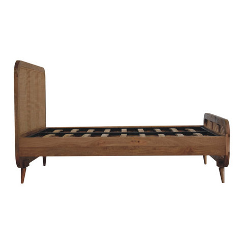 Artisan Furniture Solid Wood Rattan Bed, Upholstered, Brown Color