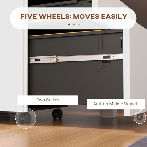 Vinsetto Steel File Cabinet with Lock Hanging Bar for Letter A4 Legal Size White