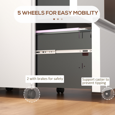 Vinsetto Steel File Cabinet with Lock Hanging Bar for Letter A4 Legal Size White