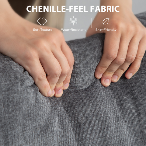 3 Seater Sofa, Fabric Sofa with USB Ports and Cup Holders, Grey