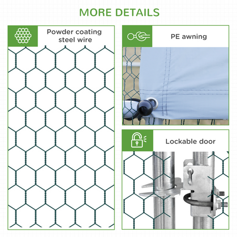 Walk In Chicken Run Large Galvanised Chicken Coop with Cover 6 x 3 x 2m