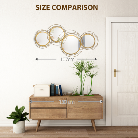 Metal Wall Art Decorative Mirror Decor Modern Wall Sculpture, Gold