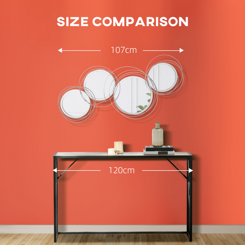 Metal Wall Art Decorative Mirror Decor Modern Wall Sculpture, Silver