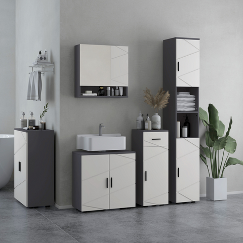 kleankin Bathroom Vanity Unit, Under Sink Cabinet with Shelf, Light Grey