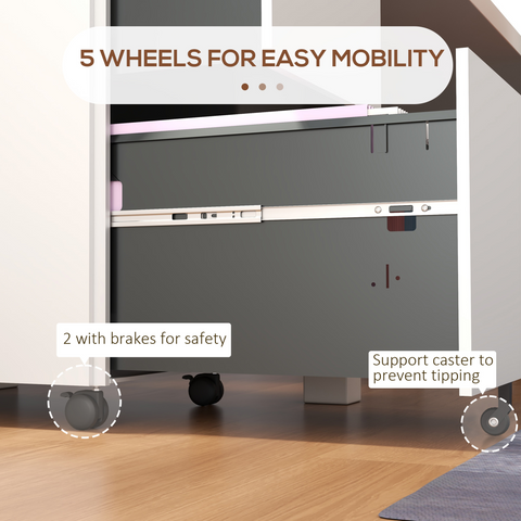 Vinsetto Steel File Cabinet with Lock and Hanging Bar for Letter A4 Legal Size