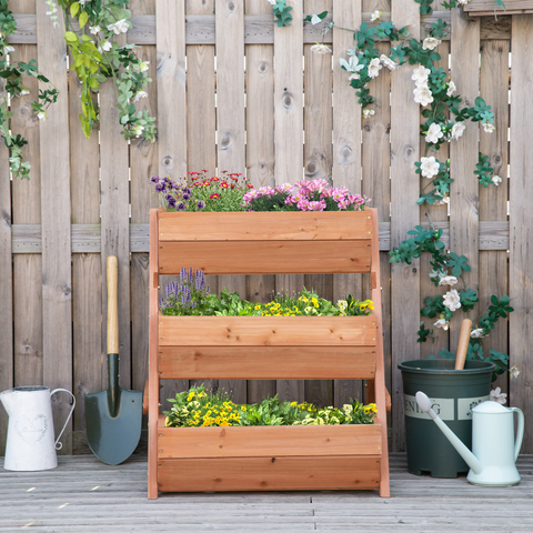 Outsunny - Garden Bed Wooden Elevated Planter Box Kit, Brown