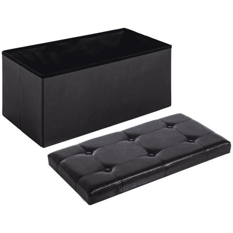 Folding Faux Leather Storage Cube Ottoman Bench Seat Brown