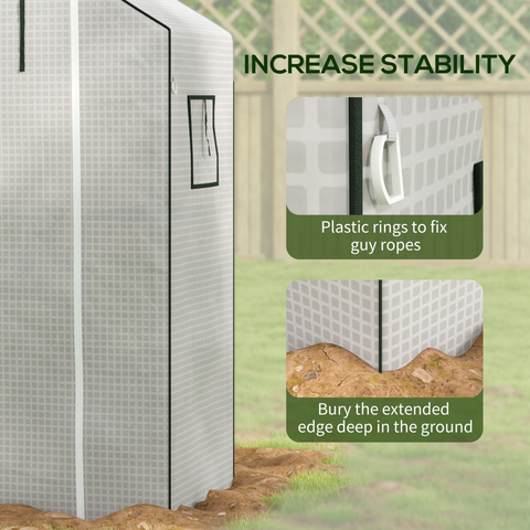 PE Greenhouse Cover Replacement with Door and Mesh Windows, White