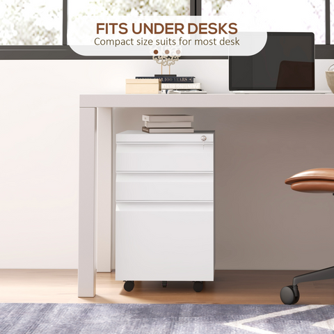 Efficient File Storage Cabinet with Lock & Wheels - Compact Steel Design