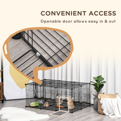 DIY Pet Playpen Cage 22 Piece w/Door Bunny Chinchilla Guinea Pig Pawhut