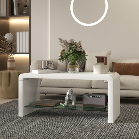 Storage Coffee Table, Centre Table for Living Room, White