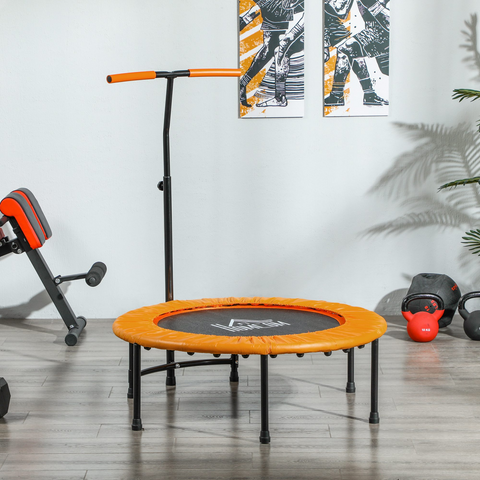 HOMCOM 40'' Mini Trampoline Adult Rebounder Jumper w/ Handle Fitness Orange