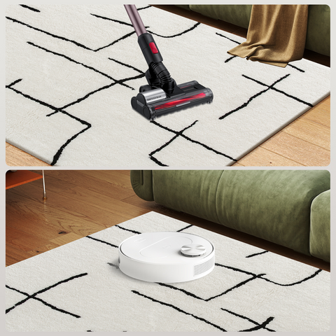 High Pile Modern Shaggy Rug, Soft Floor Carpet 120 x 170 cm, Cream