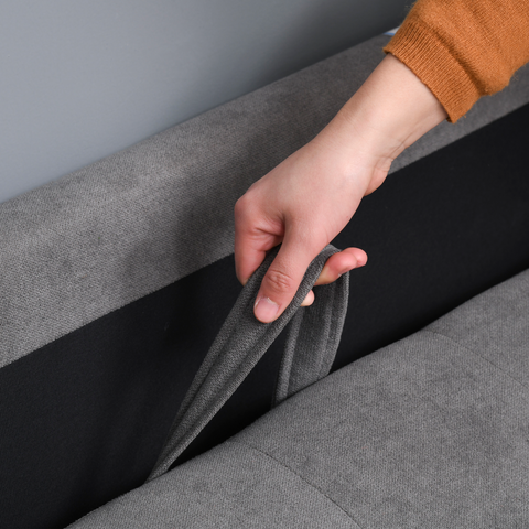 Compact Loveseat Sofa 2 Seater Sofa with Storage and Wood Legs Grey