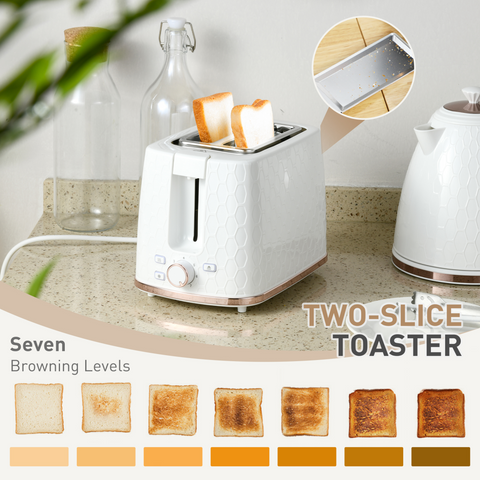 Kettle and Toaster Set 1.7L Fast Boil Kettle & 2 Slice Toaster Set White