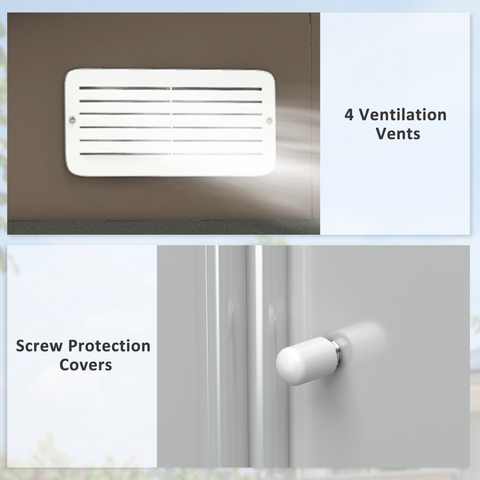 Garden Shed Storage Unit w/Locking Door Floor Foundation Vent Brown