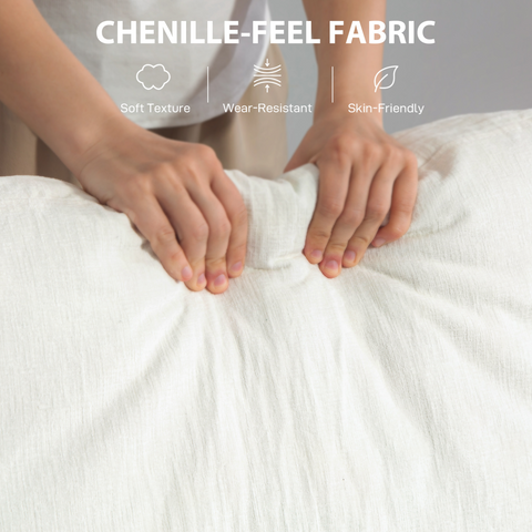 3 Seater Sofa, Fabric Sofa with USB Ports and Cup Holders, Cream