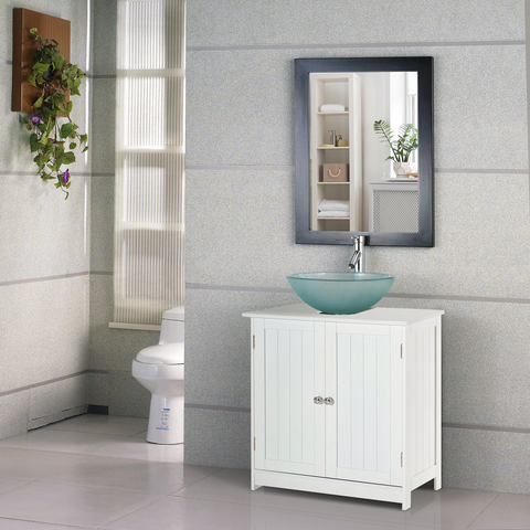 Basin Sink Vanity Cabinet Toilet Bathroom Shelf Door Storage Wooden