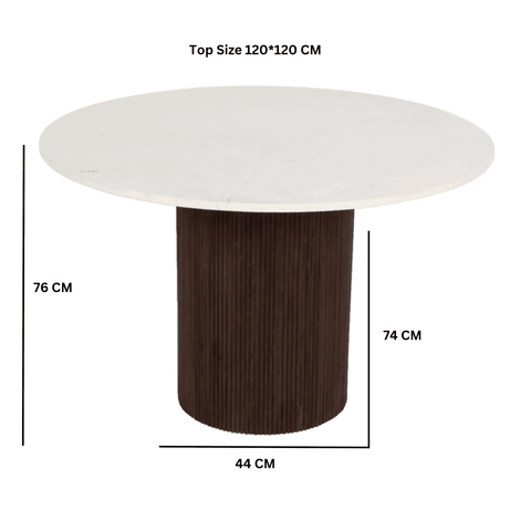 Opal Mango Wood Dining Table Round With Marble Top