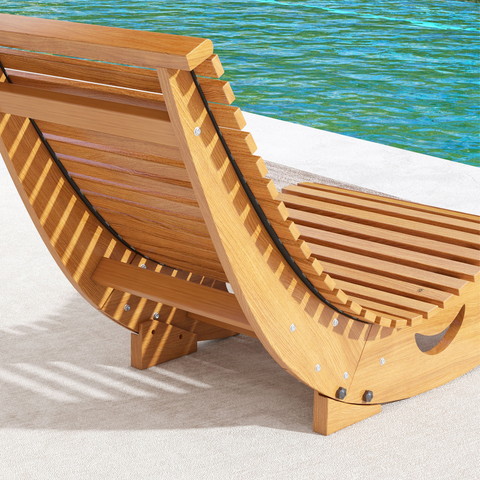 Outdoor Rocking Chair w/ Slatted Seat, Wooden Rocking Chair, Teak