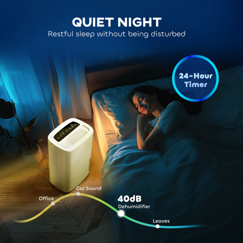 20L/Day Dehumidifier with Continuous Drainage, 5L Water Tank, Timer