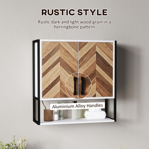 Bathroom Cabinet Wall Mounted Over the Toilet with 2 Doors, Walnut