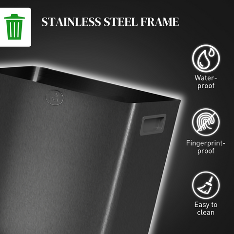 2 x 15L Dual Kitchen Bin Pedal Bin for Recycling and Waste, Black