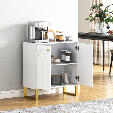 Sideboard with Adjustable Shelves & Doors for Living Room, White