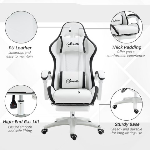 Vinsetto Racing Style Gaming Chair with Reclining Function Footrest, Black