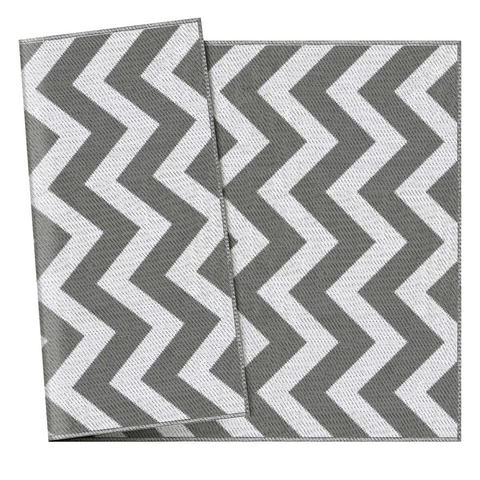 Outsunny Outdoor Rug, 1.2 x 1.8m Patio Floor Mat, Grey & White