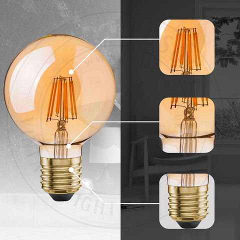 2Pack E27 LED Edison Dimmable Vintage Amber Glass Warm white 2700K Light Bulbs