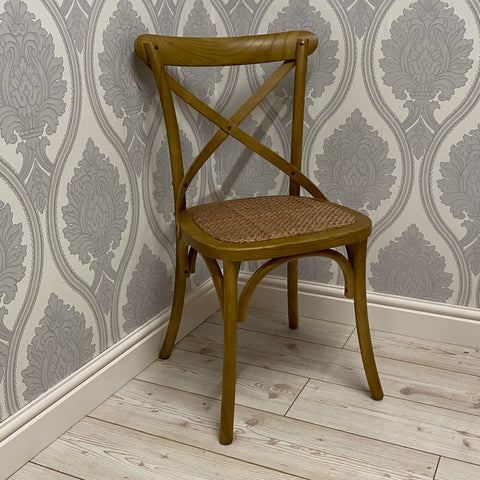NATURAL FRENCH CROSS BACK CHAIR L46 x W49 x H88 cm