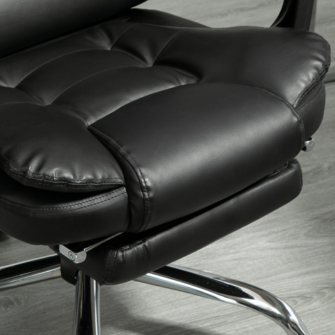 PU Leather Home Office Chair High Back Computer Chair with Swivel Wheels Black