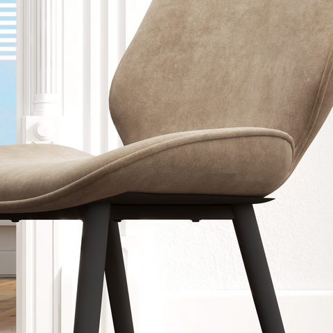 Dining Chairs Set of 2, Upholstered Kitchen Chairs with Metal Legs, Brown