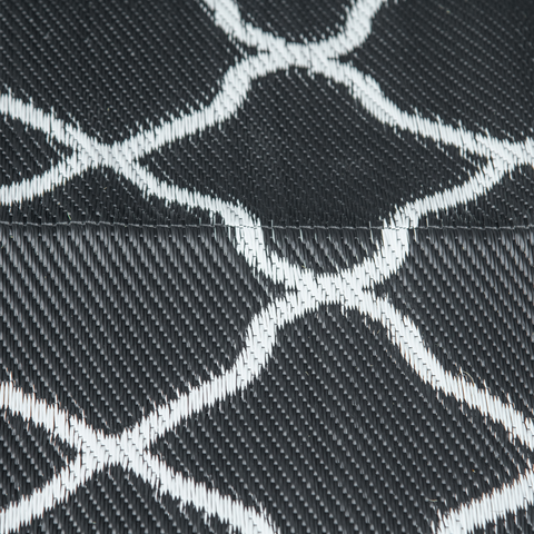Outsunny Reversible Waterproof Outdoor Rug with Carry Bag, 182 x 274 cm, Black