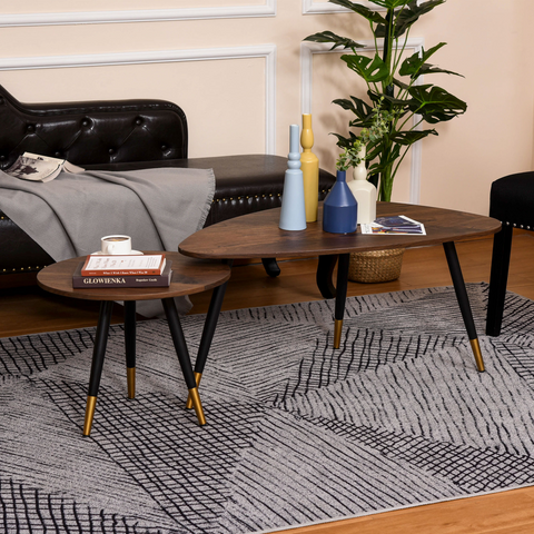 Nesting Coffee Tables Set of 2 Stackable End Tables Sofa Side Desk Home Office