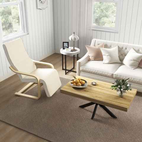 Lounge Chair Recliner Adjustable Footrest Home Cream White