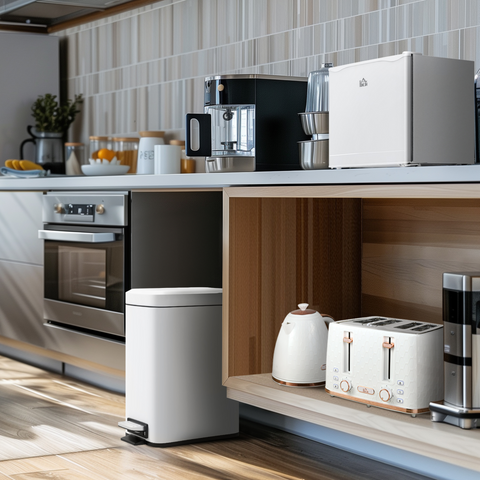 5L Rectangular Steel Pedal Bin White