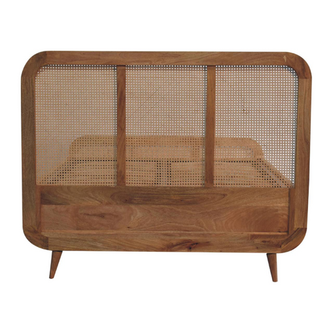 Artisan Furniture Solid Wood Rattan Bed, Upholstered, Brown Color