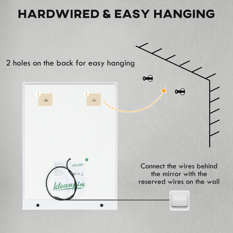 Dimmable Bathroom Mirror with LED Lights, 3 Colours, Defogging Film