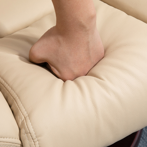 Swivel Manual Recliner and Footrest Set PU Leather Lounge Chair Beige