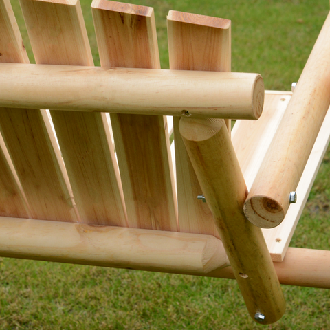 Outdoor 2 Seater Porch Swing Wooden Rustic Patio Bench Hammock w/ Armrest