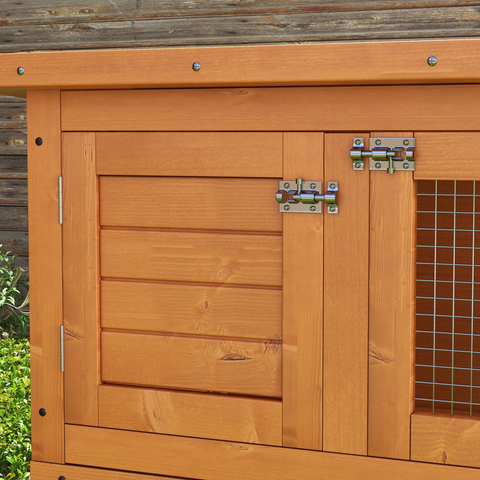 2-tier Rabbit Hutch Small Animal Wooden Bunnies House Outdoor Backyard 2 Sizes