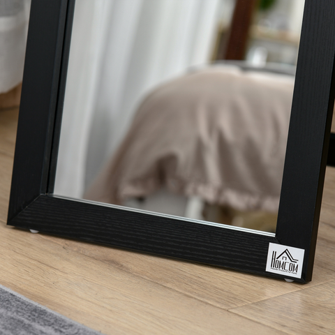 Full Length Mirror, Floor Standing or Wall-Mounted Long Mirror, Black