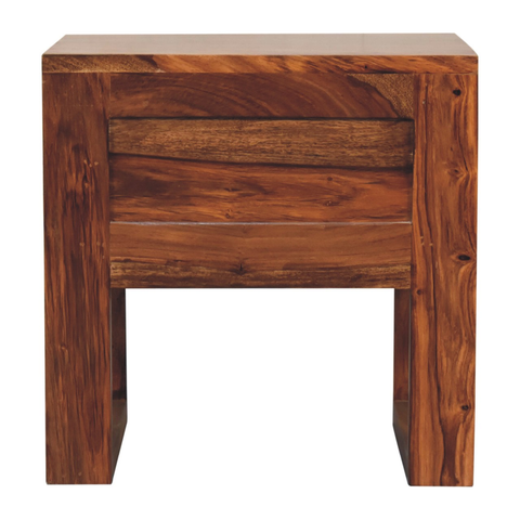 Artisan Furniture Solid Wood U-Square Honey Bedside, Brown, 2 Drawers