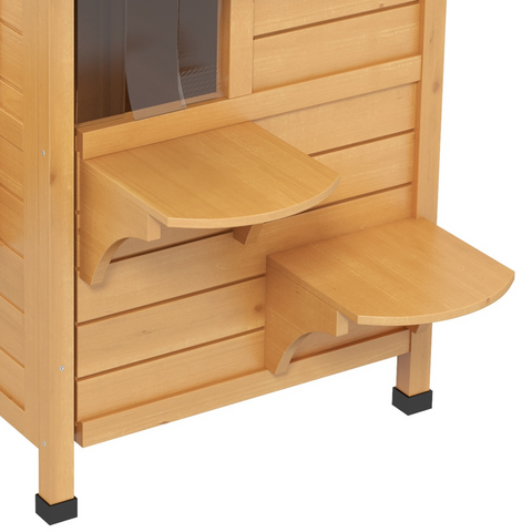 Wooden Cat House Cat Cave Pet Shelter Condos Outdoor Natural Wood Finish