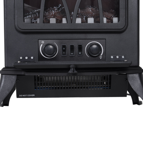 Free Standing Fireplace Fan-1850W Flame Effect, Electric Log Burning Stove -Black