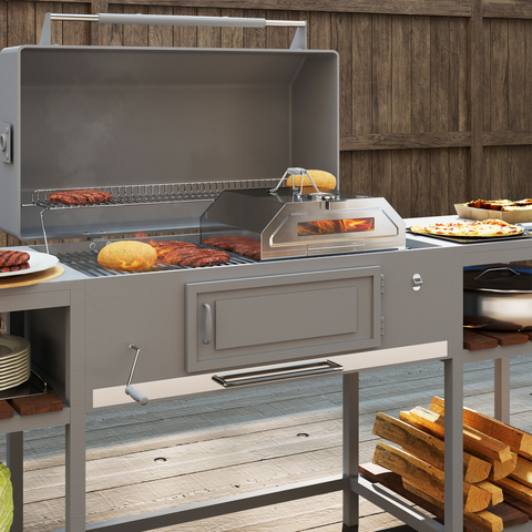 Outdoor BBQ Pizza Oven with Thermometer for Gas/Charcoal BBQ Grills
