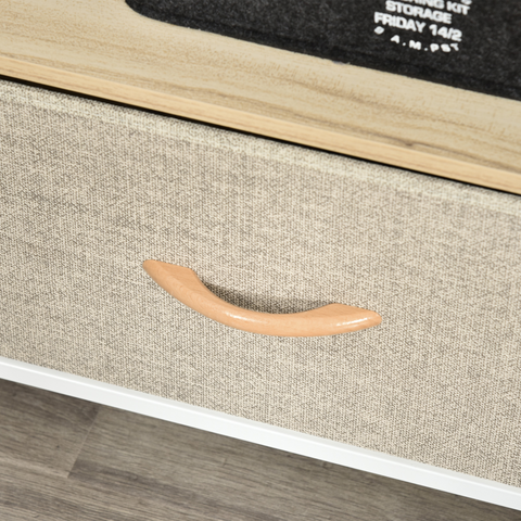 TV Cabinet, TV Console Unit with 2 Foldable Linen Drawers Maple Colour